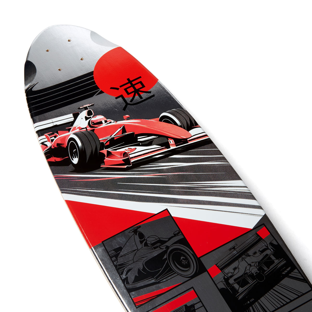 Daddies Race Car Pintail Longboard Deck - Silver Foil/Red image 3