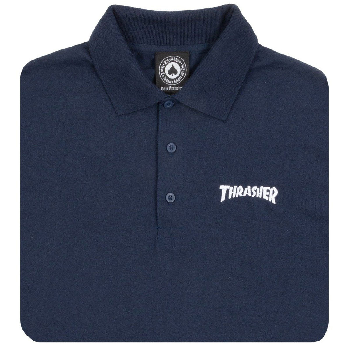 Thrasher Logo Embroidered Polo Shirt - Navy image 2