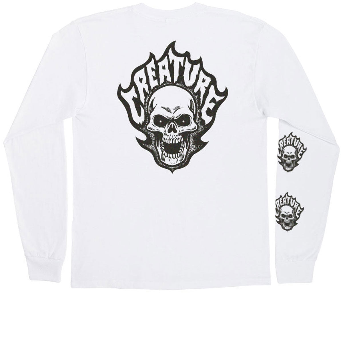 Creature Bonehead Flame Long Sleeve T-Shirt - White image 2