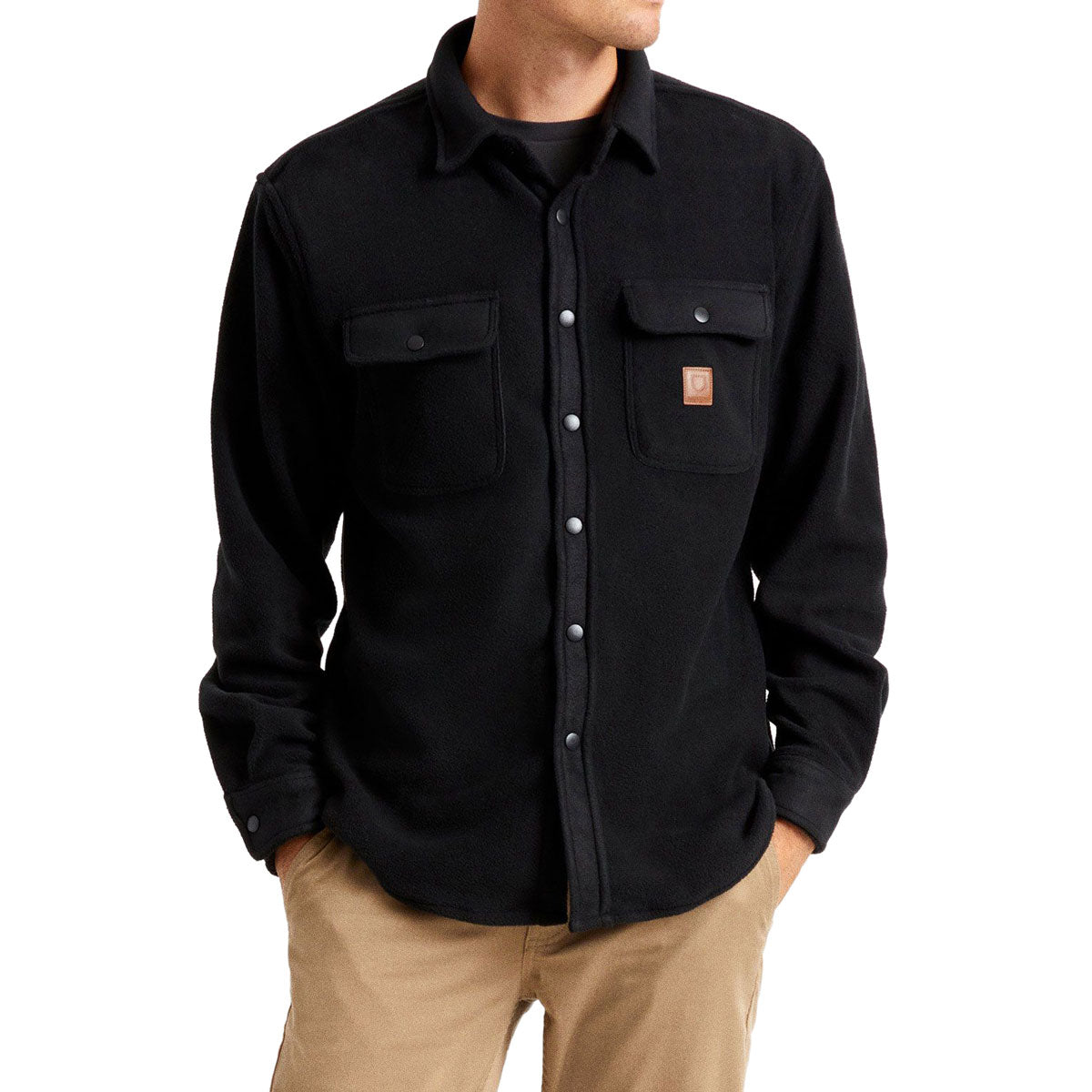 Brixton Bowery Fleece Long Sleeve Flannel Shirt - Black image 1