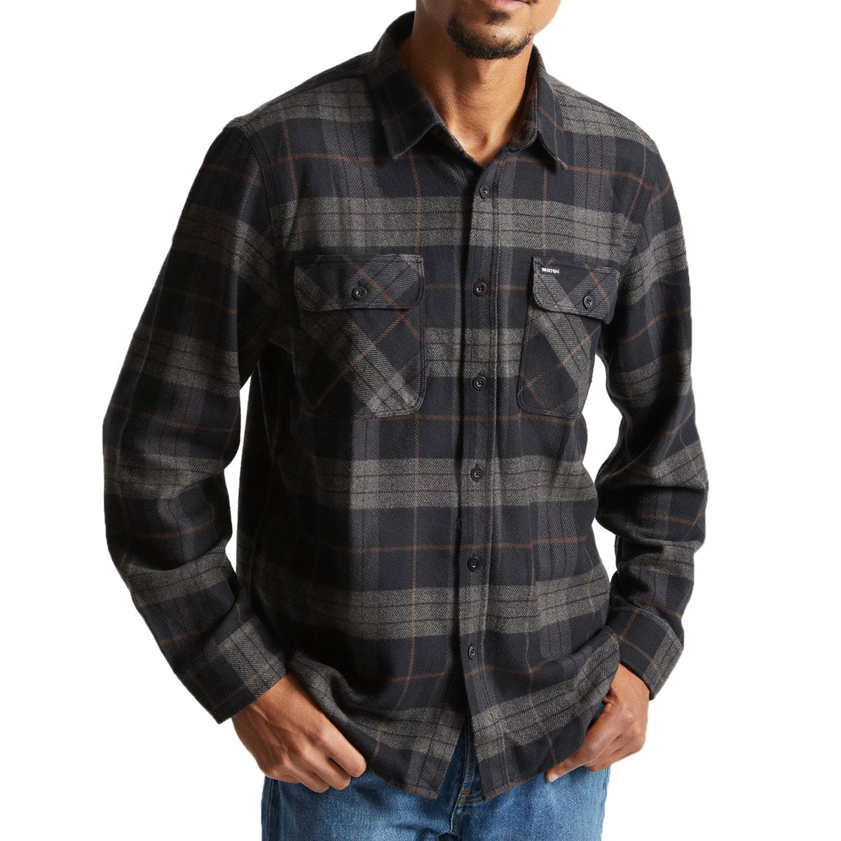 Brixton Bowery Long Sleeve Shirt - Black/Charcoal image 1