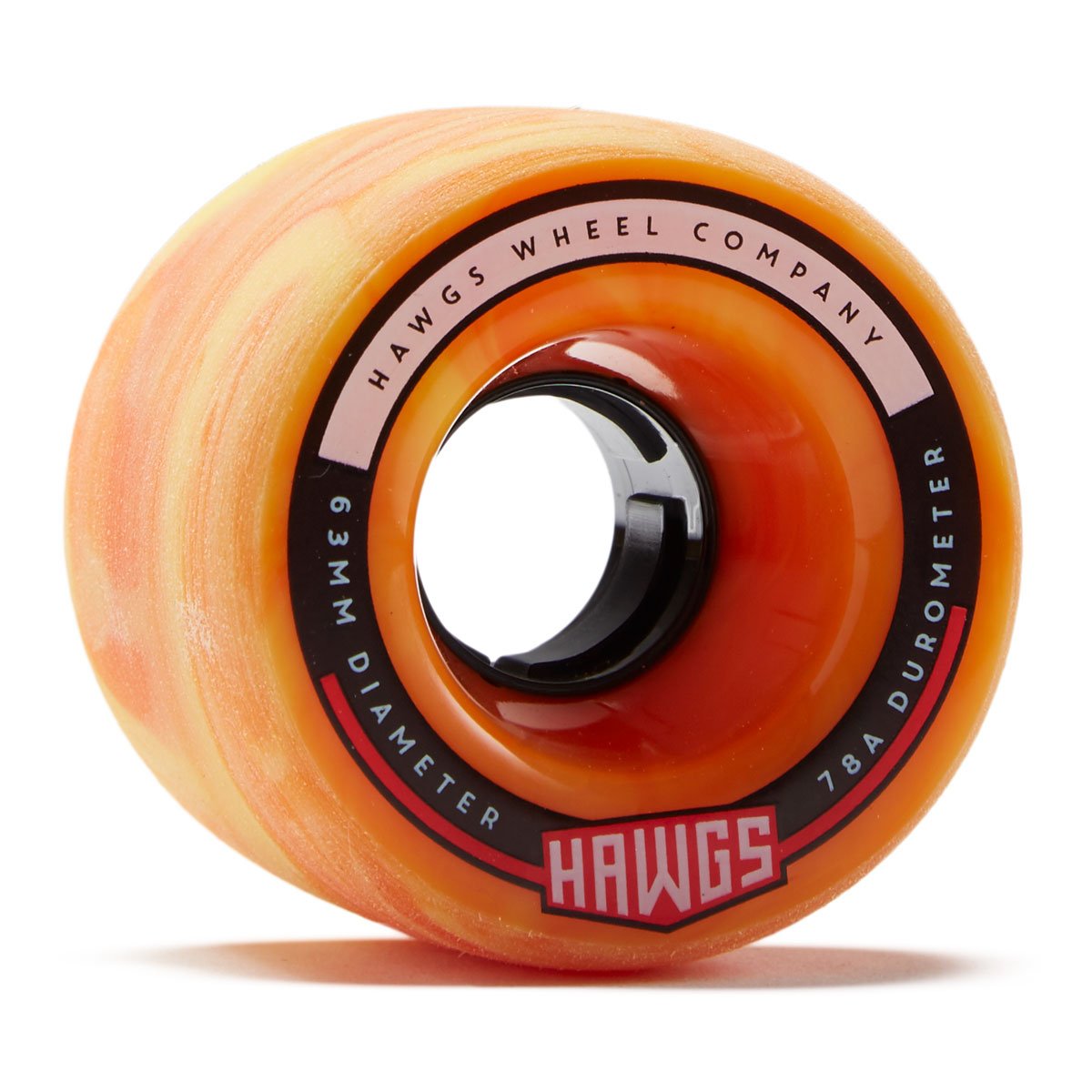 Hawgs Fatty 78a Stone Ground Longboard Wheels - Orange/Yellow Swirl - 63mm image 1