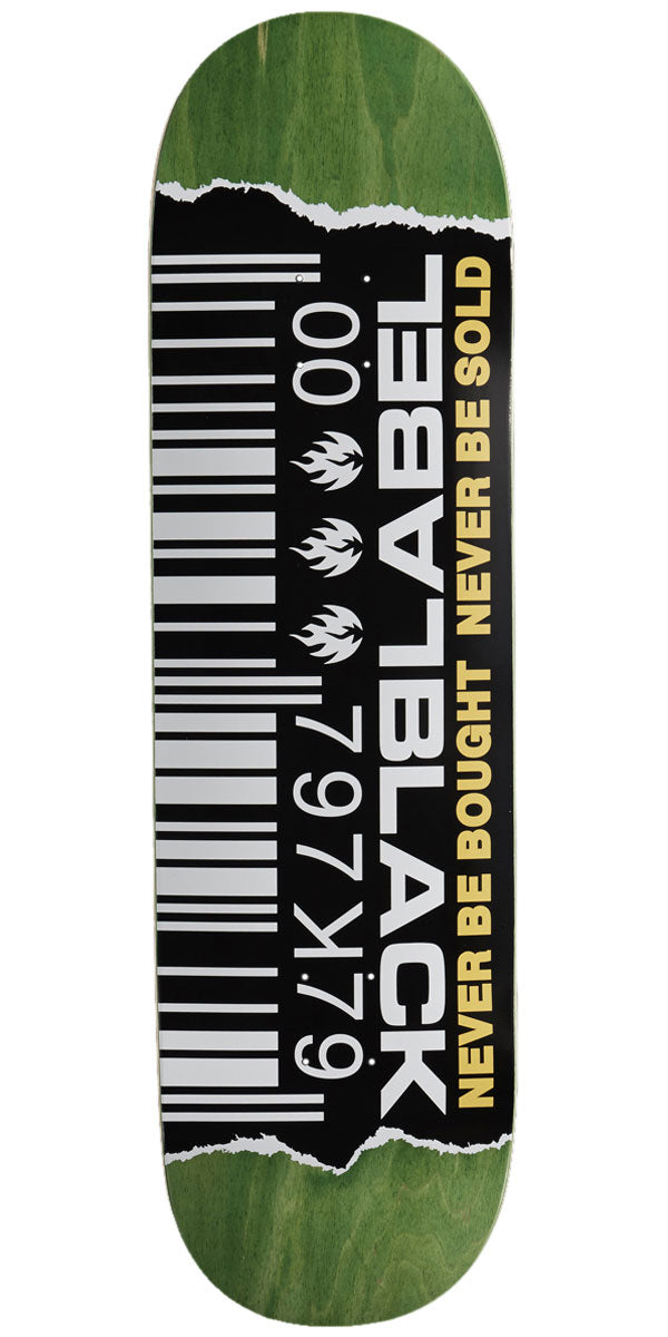 Black Label Ripped Barcode Skateboard Deck - Assorted Stains - 9.00