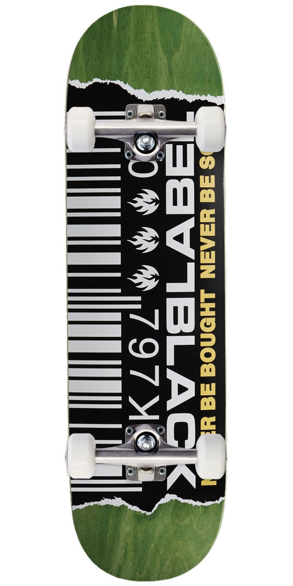Black Label Barcode Ripped Skateboard Complete - Yellow - 9.00