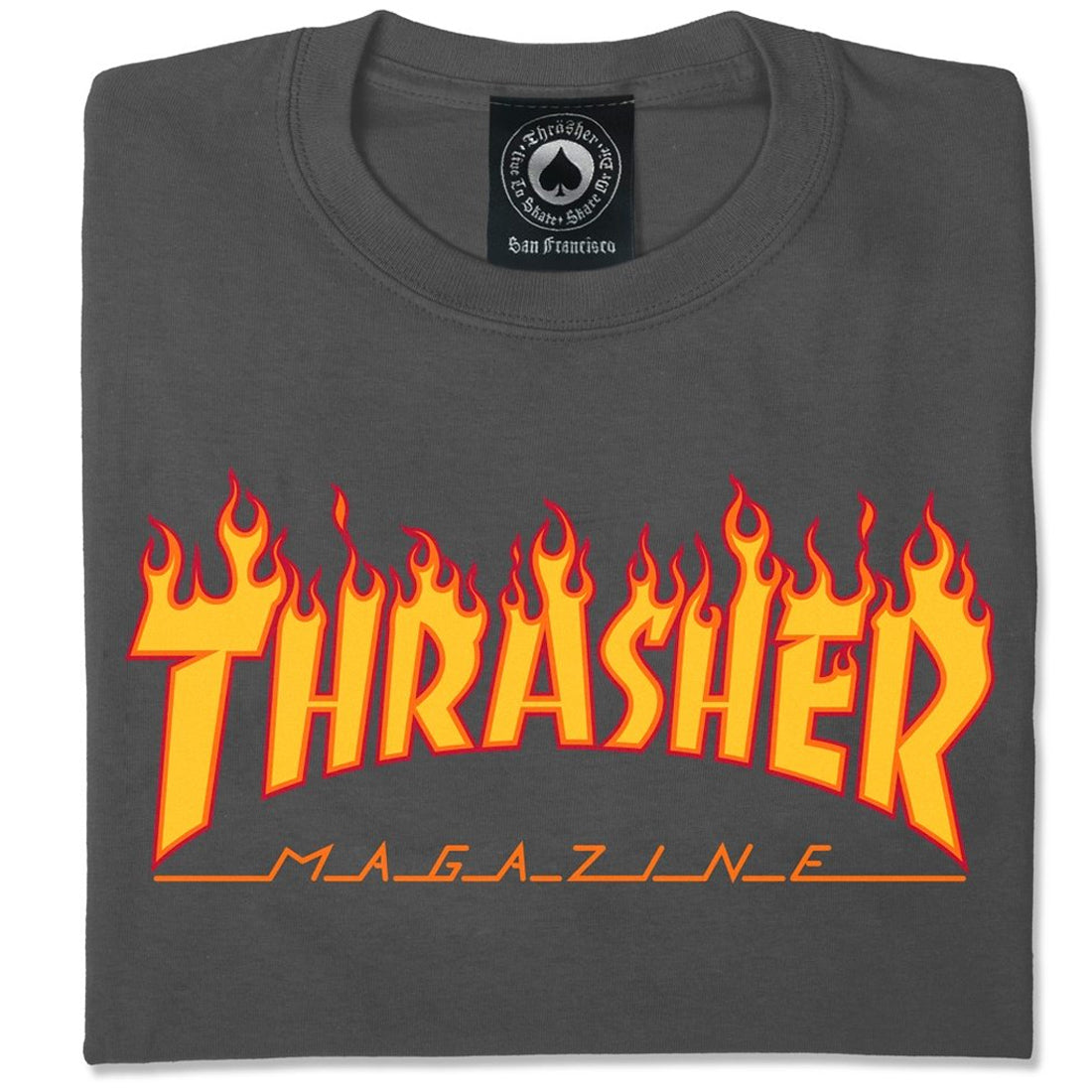 Thrasher Flame T-Shirt - Charcoal image 2